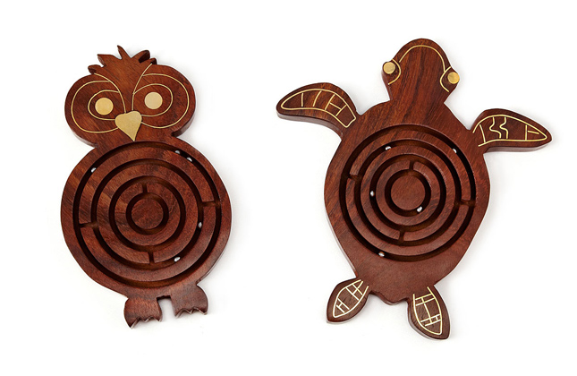 wooden animal labyrinths