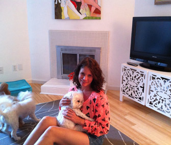 woman and maltese