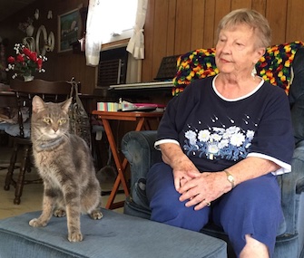 Mokey was reunited with Jeannette Haskins after surviving five weeks lost in the woods.