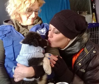 A puppy rescued from the rubble of an earthquake is adopted by firefighters who saved him.
