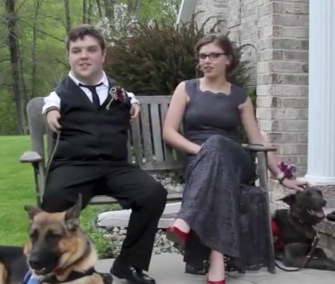 Michigan high school seniors Delaney Johnson and Nick Ackerman brought their service dogs to their proms.
