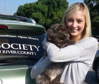 Ashley Moore was reunited with her cat Ava, who was found 500 miles from home.