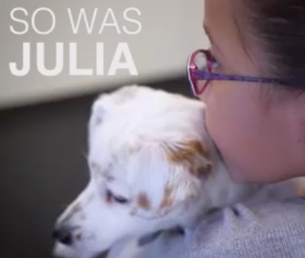 Julia, 10, who's deaf, quickly bonded with a deaf shelter puppy.