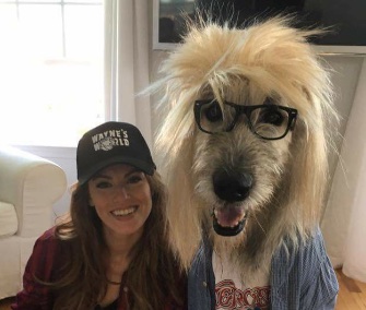 Former Miss Delaware Kate Banaszak and her Irish Wolfhound make a perfect Wayne and Garth.