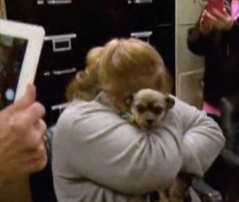 Lori Travis hugs Dixie during their reunion in Memphis.