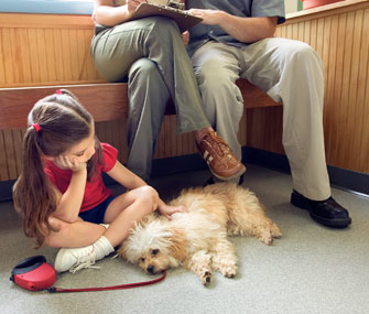 Girl and family at vet