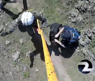 Oreo was rescued from the side of a cliff in California by a helicopter crew.