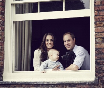 A new family photo features Prince William, Duchess Kate, Prince George and the family dog, Lupo, at Kensington Palace.