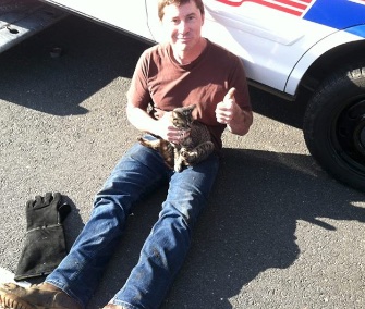 Police in New Jersey shut down a stretch of highway to save a frightened cat.