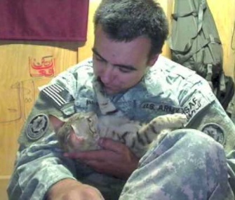 Koshka, here with Staff Sgt. Jesse Knotts, was named ASPCA Cat of the Year.