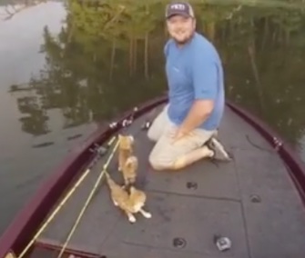 Two men who were out fishing saved a pair of kittens from an Alabama river Saturday.