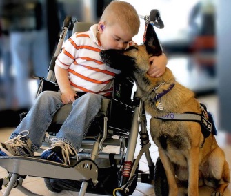 Lucas Hembree with his service dog, Juno, in 2012.