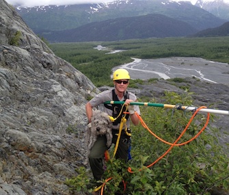 Sadie the dog was rescued from a cliff at Kenai Fjords National Park by ranger John Anderson.