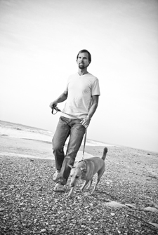 Dr. Ernie Ward and his dog Sandy walking