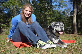 woman and dog