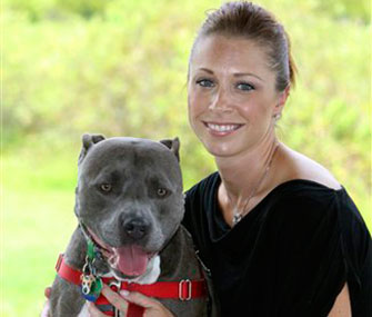 Jamie Buehrle with Slater, her family's Pit Bull.