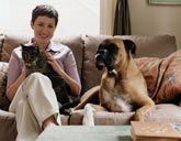 Dog and cat on couch