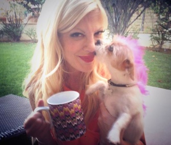 Tori Spelling joined the Brew Buddies by Brim campaign by Tweeting this photo of herself and her pooch.