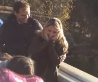 Ed Grant invited 16 Pugs to help him propose to longtime girlfriend Alexandra Justins.