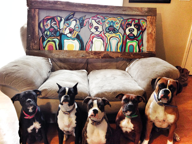 Five Boxers With Boxer Portrait