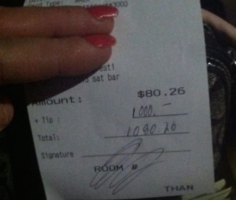Christina Summitt, a bartender at a New Jersey Holiday Inn, got a $1,000 tip from a customer who wanted to help pay for her dog's surgery.