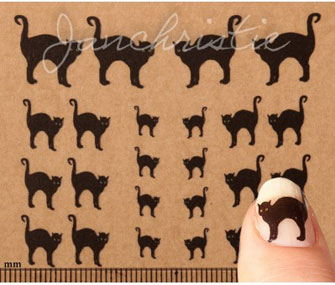 black cat nail art