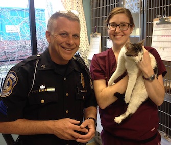 Indianapolis Police Sgt. Randy Dodd rescued Plinko from traffic on a busy Interstate.