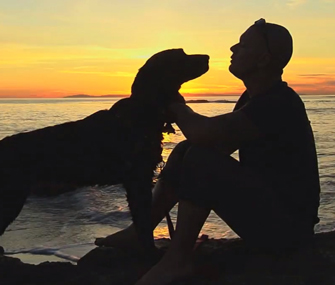 Andrew, Iraq War Veteran, with his shelter dog, Teka.