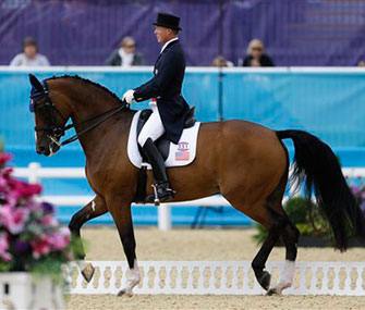 Jan Ebeling rides Rafalca in her opening Olympic dressage performance.