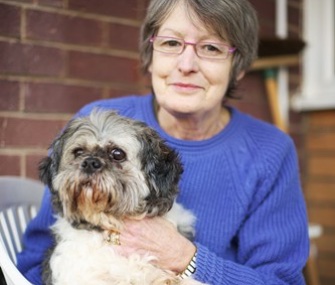 Lyn Kirkwood called the fire department for help when she noticed her dog, Cagney, was trapped in a recliner.