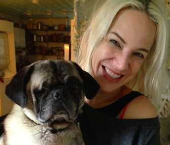 Dr. Patty Khuly with her dog, Slumdog