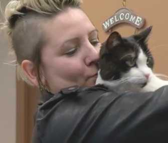 Krista Sylvester was happy to be reunited with her cat, Phoenix, after he'd been missing for 10 years.