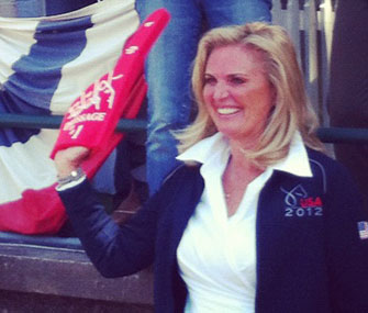 Ann Romney cheers on her dressage horse, Rafalca.