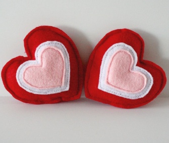 Catnip-filled felt hearts, two for $5 from SmilingFrogPets