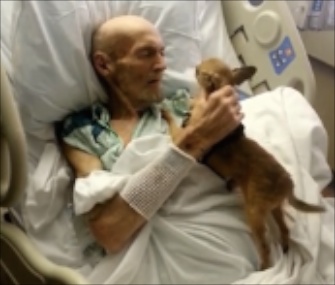 James Wathen was reunited with his dog Bubba in his Kentucky hospital bed.