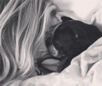 Denise Richards shared this photo of herself with her Boston Terrier, Nana.