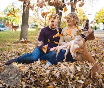 Louie the Dachshund photobombs an engagement photo shoot of his owners, Megan Determan and Chris Kluthe.