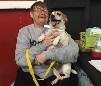 "Half pint going home after safe keeping! Happy reunion!!!" reads the caption with this photo on the shelter's Facebook page.