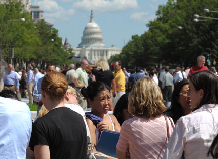 People scared in Washington, D.C., after East Coast Earthquake on August 23, 2011