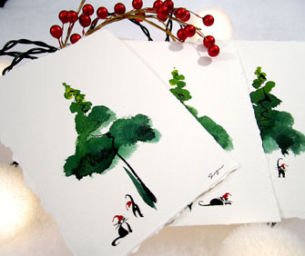 holiday card with cats