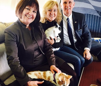The Pence family brought their two cats and bunny on their flight from Indiana to Washington.