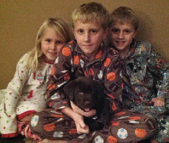 Kids and Lab puppy