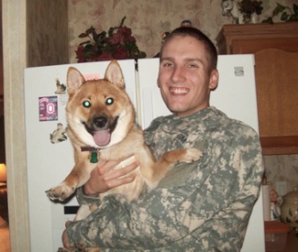 Soldier Robert Gabbert with his dog Baxter.