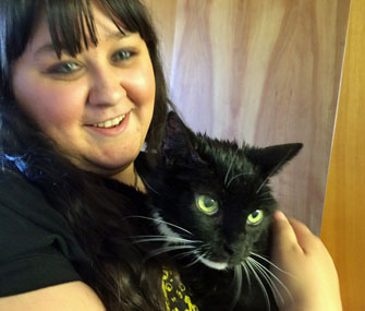 Student with cat at UNC