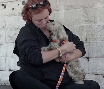 Annie Hart gets kisses from a thankful Layla during her rescue on a Los Angeles street.