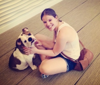 Emmy meets new 2M resident Dana on the day the building opened.