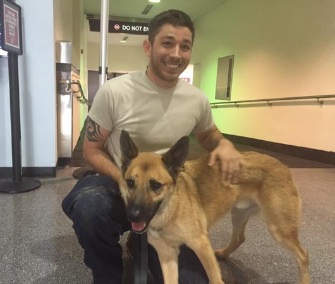 Ranger was reunited with Army Specialist John Nyerghes in Cleveland, Ohio, Tuesday.
