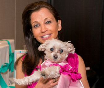 Wendy Diamond and Lucky at the dog's bridal shower.